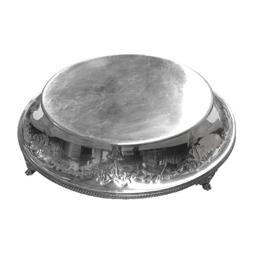 round silver cake stand 15.5"