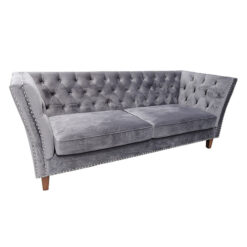 grey velour marlborough 3 seater sofa