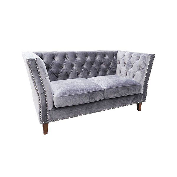 grey velour marlborough 2 seater sofa