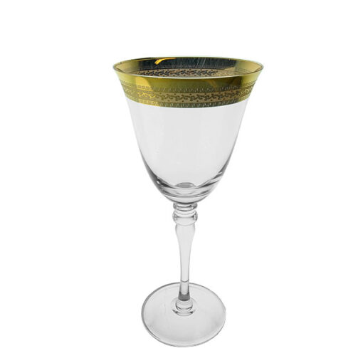 Gold Patterned Rim Wine Glass 11oz