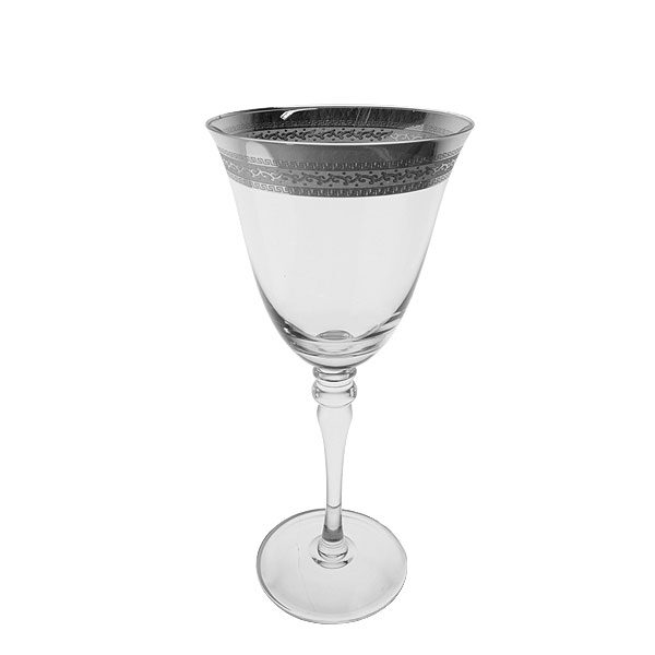 Silver Patterned Rim Wine Glass 11oz
