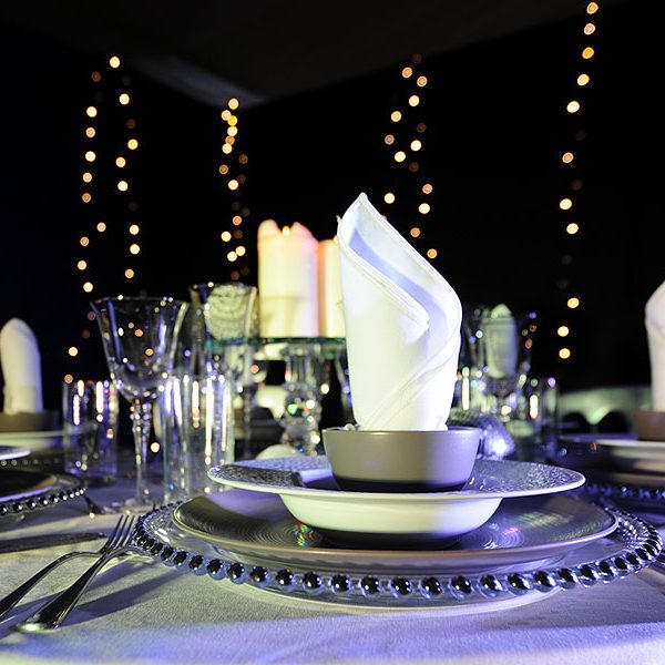 rent silver beaded glass plates