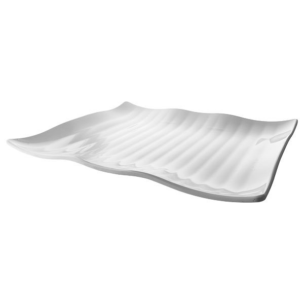 white rectangular wavy platter